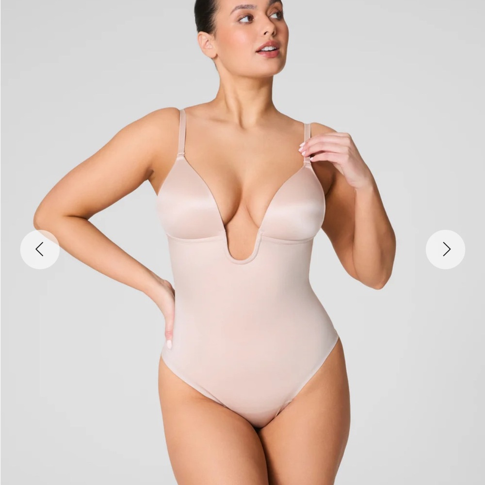 WXL - SPANX Plunge Bodysuit - Champagne Beige